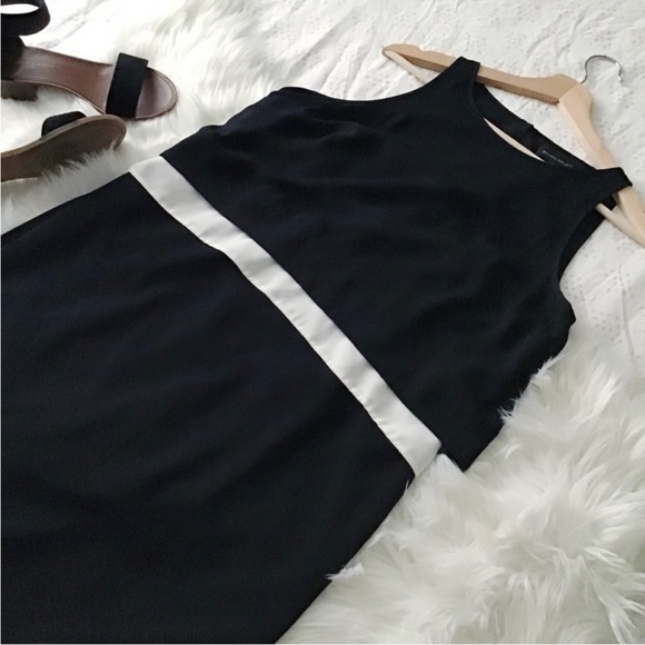 Banana Republic Vintage Style Black & Cream Layered Dress - Picture 3 of 12